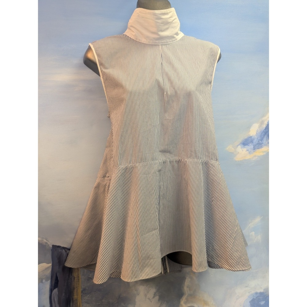 NEW! Fabiana Pigna M Sleeveless Blue White Striped Tunic $345